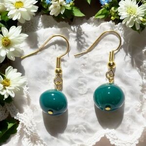 Teal Bead Drop Earrings